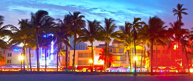 Miami bay at sunset